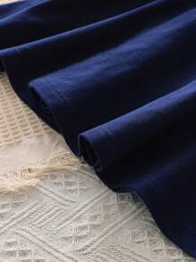 Vestido Casual de Escola Elegante e Bordado para Meninas Pré-Adolescentes, Vestido Atlético de Manga Curta com Colarinho e Modelagem A-line para Meninas Pequenas e Pré-Adolescentes, Novo Verão
