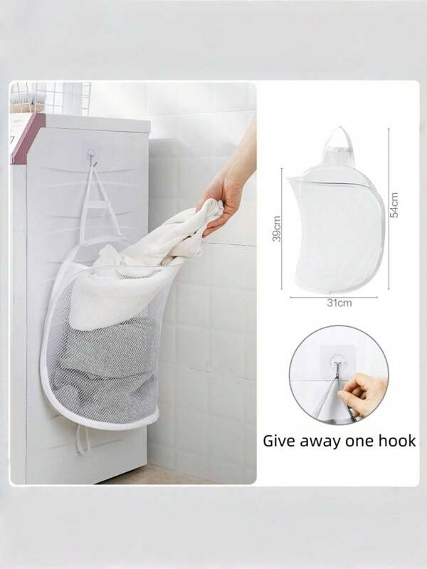 1pc Kids Hanging Storage Bag With Hook, Waterproof Dirty Clothes Laundry Basket, Foldable Cloth Organizer Bag For Children Room, Bedroom, Balcony, Dorm