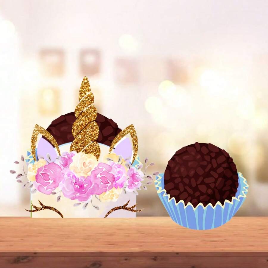 50 Forminhas Personalixadas Tema Unicórnio MF