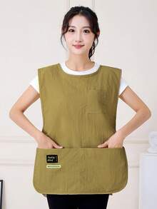 1 件纯色防水围裙，荷叶边生物设计，餐厅工作制服，户外旅行，宽松多口袋女士围裙，适用于厨房、餐饮、咖啡厅、造型师围裙，送给妻子、母亲的礼物 - 彩色 - 查看 14
