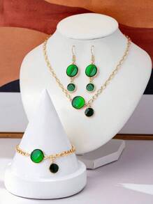 4 pièces Set de bijoux pour femmes en alliage de cuivre et de zinc avec glaçure goutte à goutte, (serti de strass blancs, faux diamant acrylique ou ciel étoilé en résine), exquis, à la mode, personnalisé, multicolore, convient pour un port quotidien, le trajet, les vacances, les fêtes et autres occasions