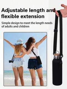 1pc 550-1500ML Sports Water Bottle Case Insulated Bag Crossbody Cup Protector Sleeve With Strap Adjustable Carrier For Mug Bottle Holder - Black - View 5