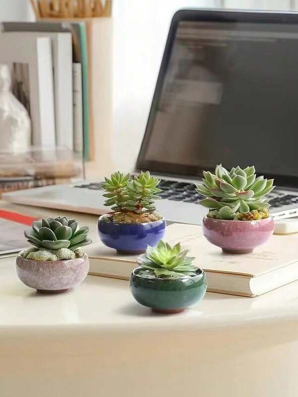 Vaso in ceramica da 6,35 cm per orchidee Phalaenopsis con foro di drenaggio, contenitore per piante in vetrina ceselliforme fatto a mano, miglior regalo per la decorazione della scrivania di casa o ufficio per mamma, sorella, zia