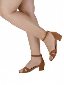 Women's Sandals Low Square Heel Shekinah Nubuck Party X Fashion Launch Casual Classic Social Church - 駝色 - 查看 2