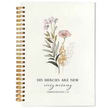 1 Pc Christian Spiral Notebook, Women's Christian Notebook, Christian Floral Notebook, Morning Journal, "His Mercies Are New Every Morning", Bible Journal, 5.5 X 8.3 In, 50 Pages,School Supplies,Back To School