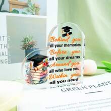 1pc Acrylic Graduation Gift Decoration With Grid Pattern, Perfect Gift For 2025 College Graduates, Best Friends And Classmates,Best Grad Gifts, Graduation Party Favors - Transparent - View 9