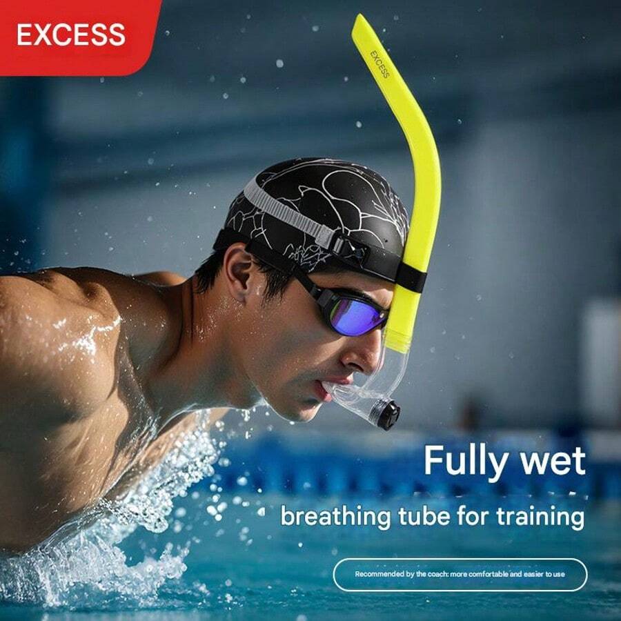 Professional Swimming Training Breathing Tube Full Dry Free Snorkeling Breathing Diving Tube Diving Equipment - One Size - Yellow - View 1