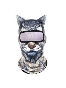 1 pieza Mascarilla facial 3D con estampado de animal unisex, máscara de agua divertida para uso en exteriores, adecuada para uso diario, viajes, senderismo, esquí - Diseño de cabeza de gato, perro - Multicolor - Ver 11