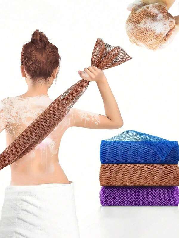 1/3Pcs Mesh Exfoliating Back Long Net Bath Scrub Towel Set,Double-Sided For Gentle,Rough Exfoliation, Effective Body Scrub, Back Scrubber For Shower Use,Premium Mesh Material, Convenient Strap Towel Design, Loofah Towel, Body Sponge For Smooth Skin,Great For Daily Use