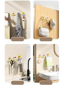 2PCs No-Drill Strong Adhesive Hook, Creative Wall Hanging Towel Storage Load-Bearing Adhesive Hook For Home Kitchen, Bathroom, Bedroom