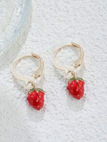 4pcs/Set Women's Fashion Cute Cartoon Strawberry Pendant Faux Pearl Necklace Bracelet Earrings Jewelry Set, For Daily Wear - Multicolor - View 5