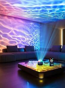 1pc LED Smart LED Portable ABS Material Water Ripple Lamp, Aurora Projection Lamp, 16 Kinds Of Lighting Effects, LED Color Changing Lamp, Galaxy Star Projector, Bedroom Light Projector, Starry Sky Projector, Star Whirl Color Lamp, Seven-Color Rotating Atmosphere Lamp, Magic Projector, Adult Room Decoration, Home Decoration, Home Theater, Ceiling, Gift, Camping, Wedding Decoration, Holiday Party, Let Your Home Be Breathtakingly Beautiful.