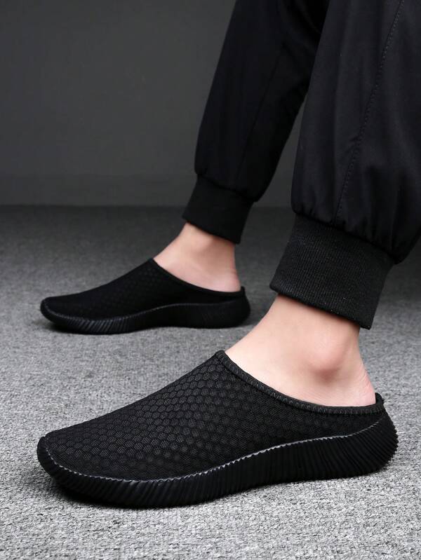 Cross-Border Plus Size Casual Slip-On Elderly Shoes, Mother Shoes, Mesh Fabric Shoes, Unisex Non-Slip House Slippers