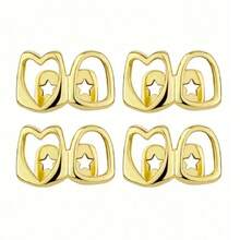 THATBOY 1PC/2PCS/4PCS/SET 18K Golden Plated Hollow Out Double Heart Grill, Everyday Wear Jewelry Teeth Grill, Dental - Multicolor - View 19