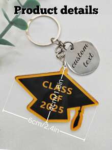 1~10 Pcs Customizable Class Of 2025 Graduation Souvenir Keychains Commemorative Keychains, Acrylic Graduation Cap Shape, CLASS OF 2025 Inscription For Commemoration And Stainless Steel Customized Round Plate, For Graduation Gifts/Souvenirs - Multicolor - View 4