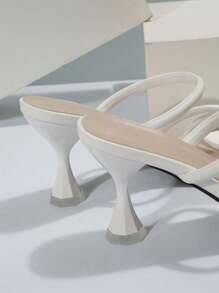 Summer New Thin Heel High Heel Square Toe Unique Design Buckle Strap Sandal Heels, Suitable For Commuting, Business, Banquet, Party, Date, Shopping