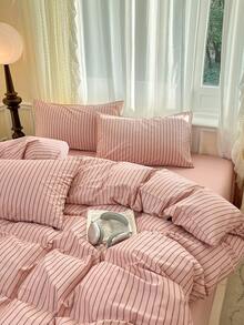 3 件套 100% 纯棉北欧格子床上用品套装，2 个枕套 + 1 个被套，适用于卧室装饰