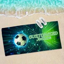 1pc Customizable Football Beach Towel - Super Absorbent, Quick Dry Extra Soft Microfiber, Ideal For Swimming, Camping And Travel - Modern Design, Machine Washable Summer Holiday Bathroom Decor,Beach Mode On Beach Essentials