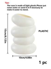 1PC Minimalist Solid Color Flower Vase, Suitable For Living Room And Balcony Decoration, Plastic Flower Vase, White Ceramic Look Flower Vase,Mother's Day Gifts, Birthday Gifts, Graduation Season Gifts,Wedding Season, Nordic White Plastic Vase Unbreakable Vase For Tulips Flower Arrangement Home Decor Table, Shelf Bookshelf, Mantel, Entryway And Centerpieces Decoration - White - View 3