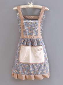 1 pièce Tablier à motif floral Ditsy personnalisé, tablier de cuisine en canevas Ditsy Flower, robe de travail adulte style ferme respirable et mignonne, convient pour l'été, la cuisine, la salle de bain, la maison, fournisseur de ménage