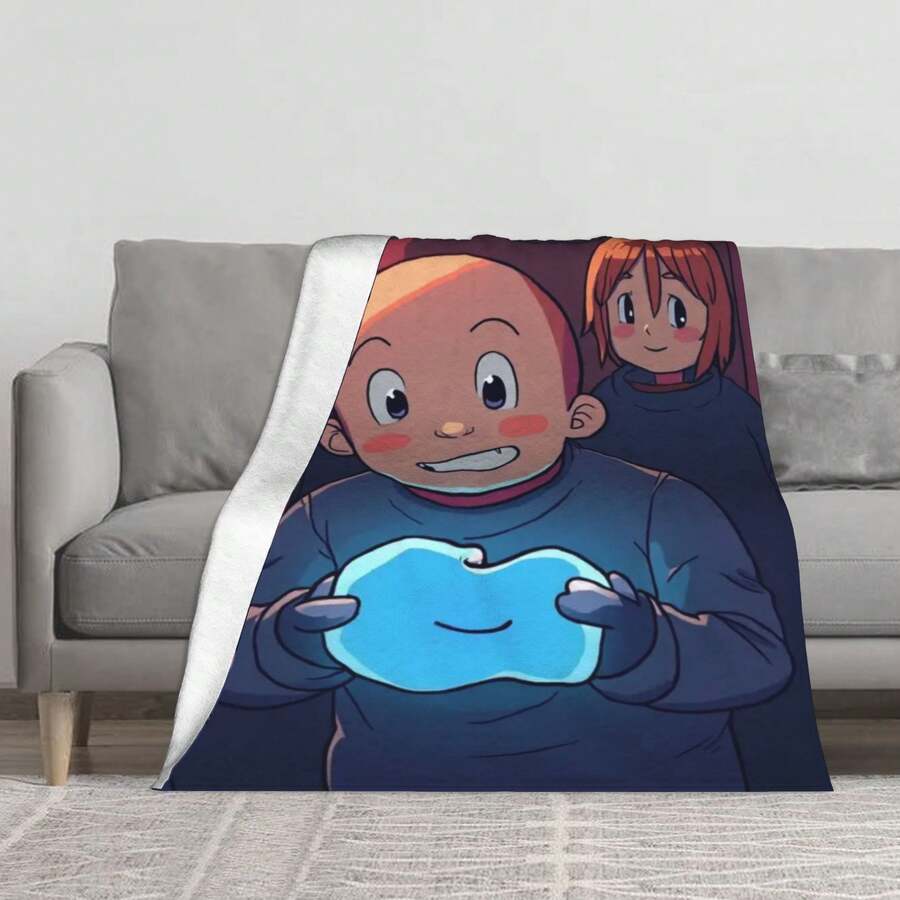 A Cartoon Character With A Bald Head Holding A Glowing Blue Apple In FI Gift, Boyfriend Gift, Dad Gift, Mom Gift, I Friend Gift, I Family Gift, Friend, Dad, Family, Mom, Friend Annrsary, Personalized Blanket, Friend Blanket, Comt Blankets, Family Gifts, Wedding Gifts, Birthday Gifts, Friend Gifts, Wable Comt Gifts, Warm And Comtable Customization, Unique Personalized I Gift Ceony, Housewife, Wable, Sofa, Bed, Car, Tea Room, Bedroom, Living Room, Batoom, Dining Room, Day Blanket, Personalized Blanket Painting Blankets, Blankets, Family Bedroom Blankets, Plush Comt And Soft Quilt Blanket Travel Blanket Er Soft Drat Blanket Office Nap Blanket-Lightweight Air-Conditioned Blanket-Breathable And Wable Air-Conditioned Blanket  Summer Nights Scandinavian Blanket Office Blanket - Picture Color - View 1