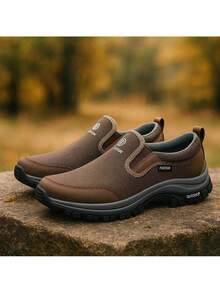 Men's Casual Non-Slip Slip-On Sneakers Lightweight And Breathable Outdoor Shoes Total Comfort Ideal For Hiking And Adventures - Màu xanh lam - Xem 4