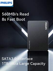 PHILIPS PHILIPS Unidad de estado sólido de alta capacidad y alto rendimiento. Despídete de la lentitud y disfruta de una experiencia ultrarrápida. Es simple y conveniente de enchufar y usar, perfectamente adaptado a varios dispositivos electrónicos, y proporciona una solución de almacenamiento confiable y eficiente para tu vida digital.