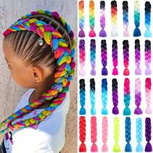 24 Inch Jumbo Braids Extensions Synthetic Braiding Hair Afro Ombre Color Kanekalon Hair For Children Braid - Multicolor - View 2