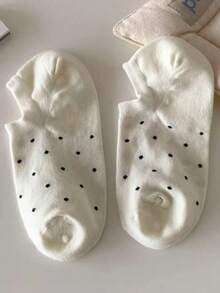 1/3/6 أزواج جوارب كاحل للسيدات مطبوعة بالنقاط، جوارب رقيقة منخفضة القطع لا تظهر، جوارب بلا رؤية مقاومة للإنزلاق للجميع الفصول، يمكن اختيار الكمية والألوان - متعدد الألوان - مشاهدة 9