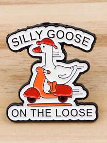 1PC Silly Goose Enamel Pin Animal Metal Brooches Lapel Pins For Clothing Badges On Backpack Fashion Jewelry Accessories Gifts - Multicolor - View 4