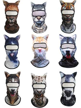 Unisex Multi-Piece 3D Animal Pattern Face Bandana, Suitable For Outdoor Activities Like Swimming, Hiking, Skiing, Everyday Use