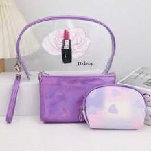 Set da 3 pezzi Pochette per cosmetici in PVC trasparente, set da regalo elegante per cosmetici