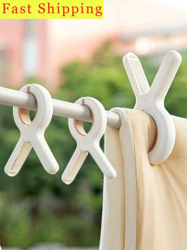 10pcs Plastic Clothes Pins With Strong Anti-Rust Springs,Heavy Duty Beach Towel Clips,Laundry Clothespins To Keep Your Towel, Clothes, Blankets To Dry On Clothesline And Hanging Rack, Windproof Clip Drying Clothespin, Sun Quilt Large Plastic Clip, Quilt Clip Non-Marking, Bed Sheet Drying Fixed Drying Clothes Non-Slip
