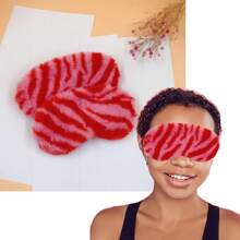 Pink Zebra Print Plush Eye Mask, Breathable Silk-Like