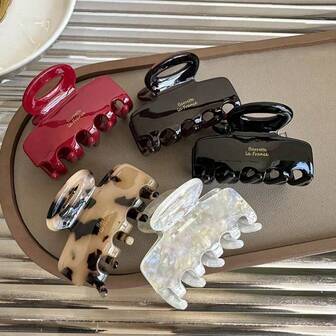 Set de 5 piezas/1 pieza de sujetadores de pelo de calidad premium con logotipo dorado elegante de tamaño mediano, set de pinzas de pelo estilosas y vintage para mujer, accesorios de pelo para vacaciones y atuendos de mujer