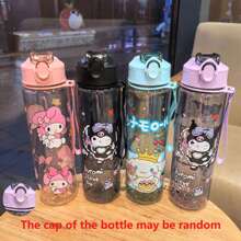 Sanrio Sanrio 1pc Hello Kitty 800ml/27oz Cartoon Transparent Sports Water Bottle, Leakproof, With Pop-Up Lid, Suitable For Fitness, Running, Gift For Her, Birthday, For Outdoor, Camping