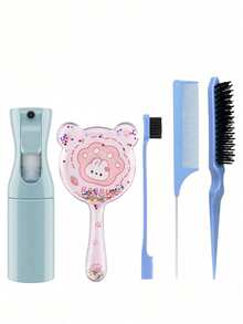 1/2/3/4/5/6/7/9/12pcs Detangling Hair Brush Set, (6.8 Oz/200ml) Continuous Fine Mist Spray Bottle, Suitable For Adult And Girl Hair Unicorn Cartoon Detangler Brush, Teasing Brush Rat Tail Comb, For Hairstyling, Hairdresser - Multicolor - View 3
