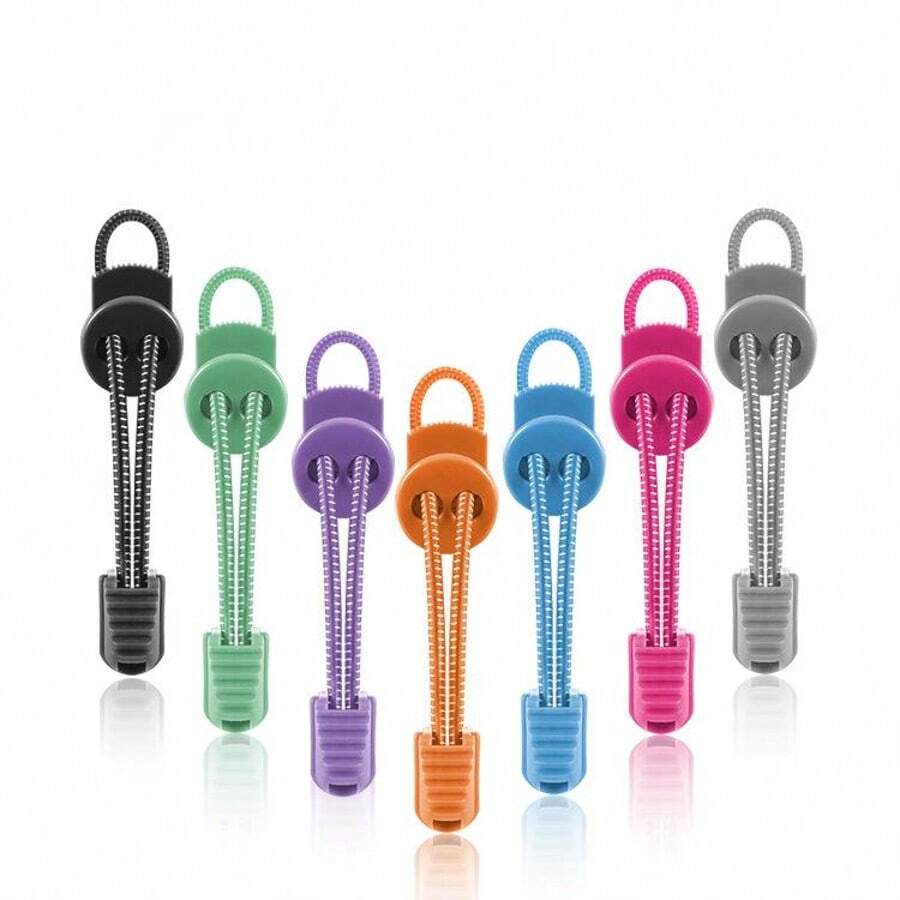 1 对弹性免系带鞋带，带纽扣闭合，3 毫米松垮鞋带 - 免20-螢光黃 - 查看 1