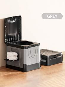 1Pc Camping Toilet, Portable Toilet For Adults, 14'' Camping Toilet With Lid, Camp Toilet With Holder, Portable Potty For Camping, Hiking, RoadTrip, Car, Tent, Truck Drivers