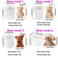 3D Cute Bear Silicone Candle Mold DIY Seated Bear Animal Handmade Candle Mold Soap Gypsum Epoxy Handicraft Making Supplies Creative Gifts Home Decoration Holiday Gifts Candle Making Lovers