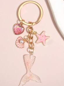 1pc Random Style Mermaid Princess Shell, Starfish, Drifting Bottle Key Chain
