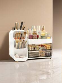 2-Drawer Makeup Organizer, Large Capacity Countertop Organizer For Vanity, Bathroom, Bedroom Desk, Storage For Skincare, Brushes, Eyeshadow, Lotions, Lipstick, Nail Polish,For Holiday Beach, Bathroom Collection, Bedroom Collection, Large Capacity