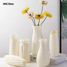 Florero de plástico de unicolor estilo nórdico, duradero y antideslizante para decoración de flores artificiales, soporte creativo y minimalista para arreglos florales para la sala de estar