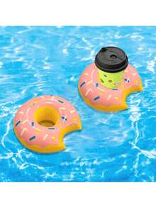 2pcs Inflatable Doughnut Cup Holders, Thick PVC Material Floating Pool Beverage Coasters, Suitable For Swimming Pool Party, Beach, Outdoor Water Recreation Activities - Multicolor - View 9