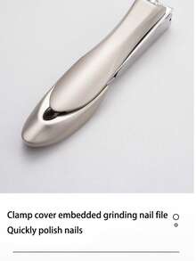 1pc Nail Clippers Stainless Steel Anti Splash Fingernail Cutter Manicure Tools Bionics Design Nail Trimmer Pedicure Scissor - Silver - View 10