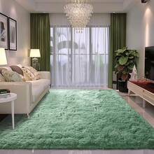 1pc Dopamine Macaron Color Scheme , Luxurious, MacPhine-Washable, Non-Slip And Soft Shag Rug,Entry, Bedroom, Kitchen And Hallway Girls , Throw Rugs For Dorm, Modern Home Decor Aesthetic,Cozy Fuzzy Carpet For Girls, Perfect Indoor Decor For Girls - 薄荷綠 - 查看 3