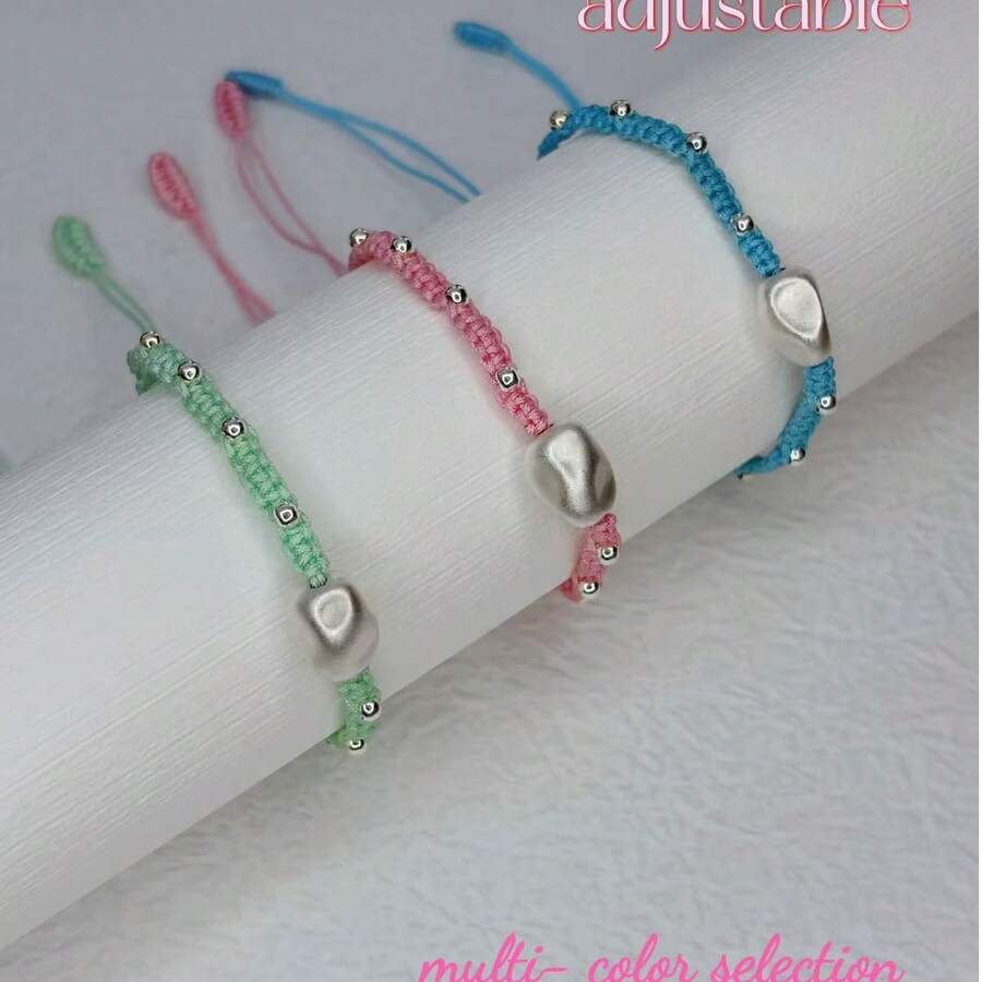 Fashion Woven Wish Stone Bracelet, Multi-Color Options, Minimalist & Versatile, Suitable For Various Occasions - Multicolor Wishing Stone Bracelet - View 1