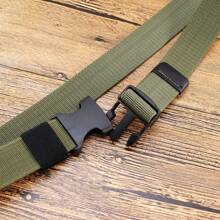 KUDYP Plus Size Thick & Long Casual Elastic Canvas Belt, Durable & Stretchy, Plastic Buckle, Suitable For Casual, Street, Spring/Summer/Autumn/Winter, Available In 3.0cm Narrow And 3.8cm Wide Versions, Unisex For Students, Military Training, Outdoor, Hiking