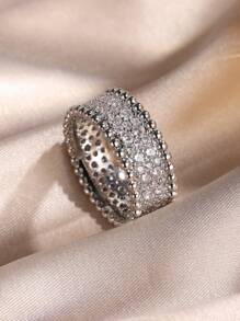 rakol 1pc Elegant Vintage Gold-Plated 18K Cubic Zirconia Decorated Ring, Suitable For Women To Wear At Wedding, Formal Events And Daily Occasions
