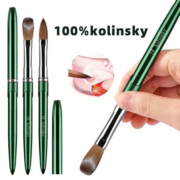 Pincel de Unhas de Marta Kolinsky 100% Acrílico, Pincel de Arte de Unhas de Qualidade, Pincel de Marta com Cabo de Madeira, Construtor de Gel, Pincel de Manicure, Ferramentas de Desenho Tamanho 2-24